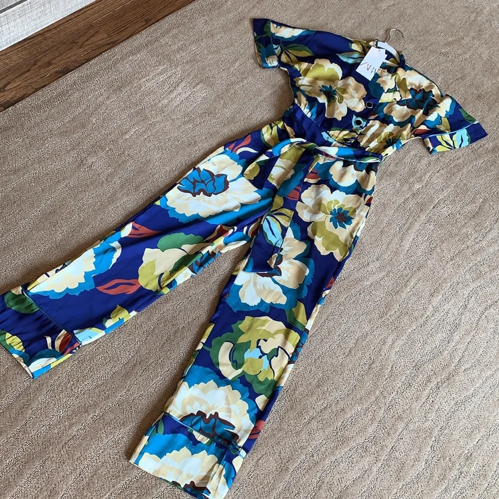 Zara‎ Belted Floral Print Jumpsuit